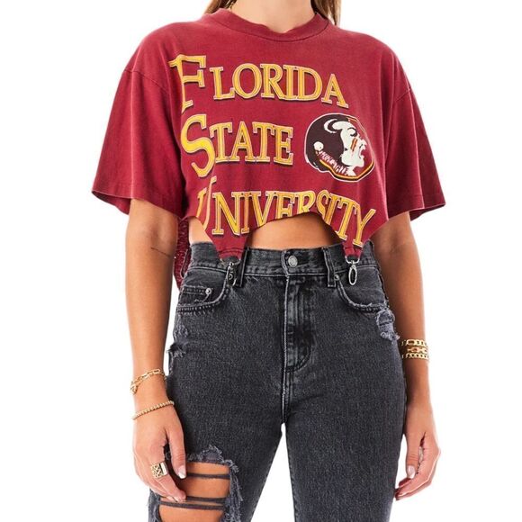FURST OF A KIND Reworked VINTAGE Florida State University CLASP BOTTOM TEE - Picture 5 of 11